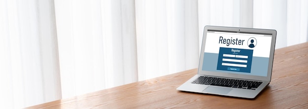 Formulario de registro en línea para completar formularios de moda en el sitio web de Internet