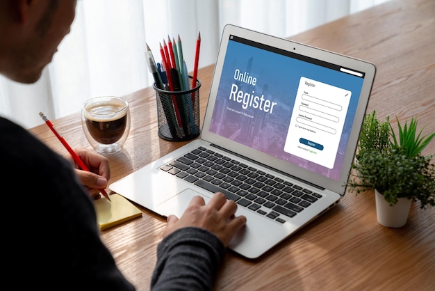 Formulario de registro en línea para completar formularios de moda en el sitio web de Internet