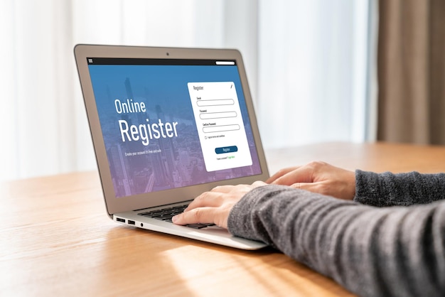 Formulario de registro en línea para completar formularios de moda en el sitio web de Internet
