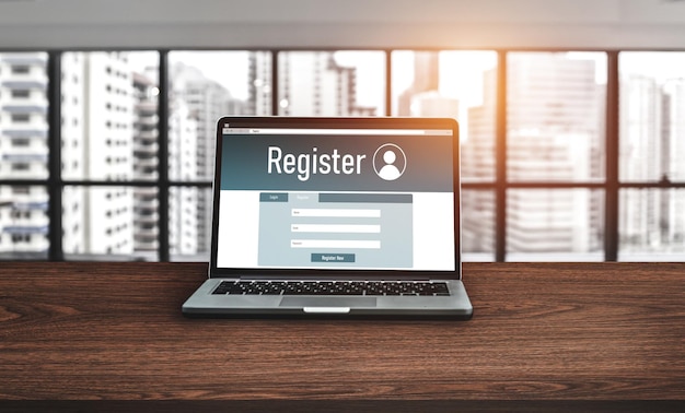 Formulario de registro en línea para completar formularios de moda en el sitio web de Internet