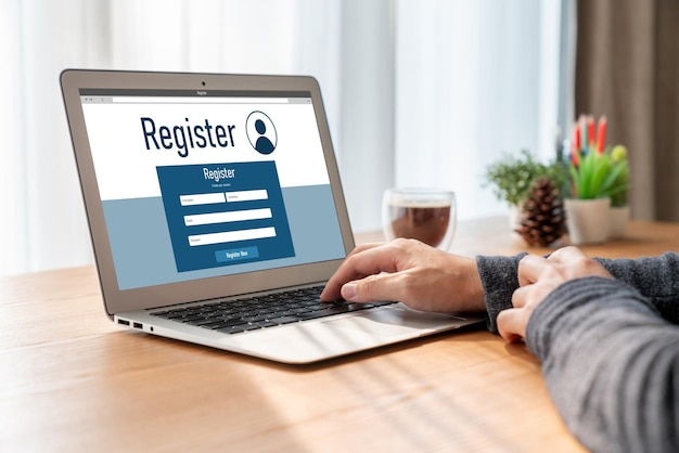 Formulario de registro en línea para completar formularios de moda en el sitio web de Internet