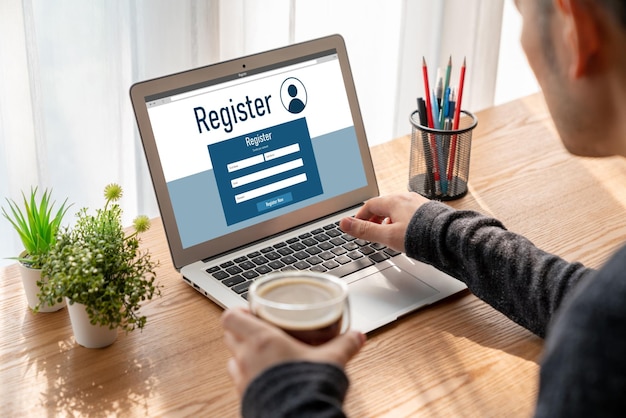 Formulario de registro en línea para completar formularios de moda en el sitio web de Internet