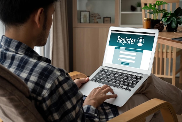 Formulario de registro en línea para completar formularios de moda en el sitio web de Internet