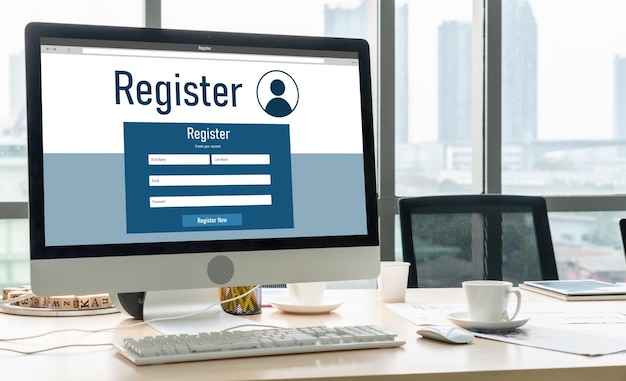 Formulario de registro en línea para completar formularios de moda en el sitio web de Internet