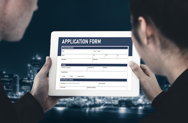 Formulario de solicitud en línea para el registro modish en el sitio web de Internet