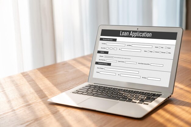 Formulario de solicitud de préstamo en línea para la colección de información digital moderna