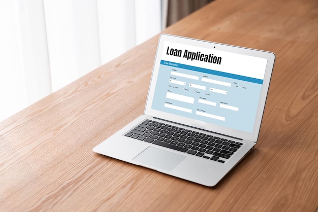 Foto formulario de solicitud de préstamo en línea para la recopilación de información digital de moda