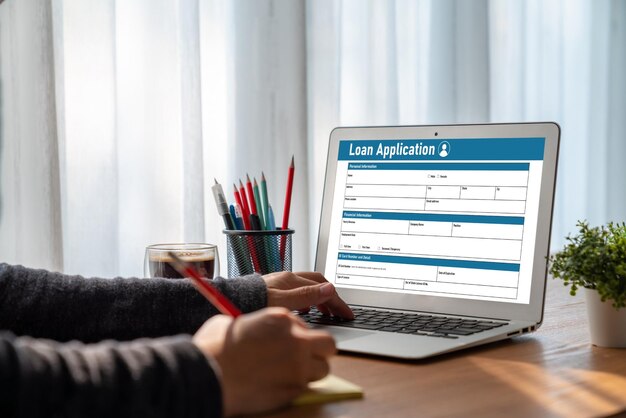 Formulario de solicitud de préstamo en línea para la recopilación de información digital de moda