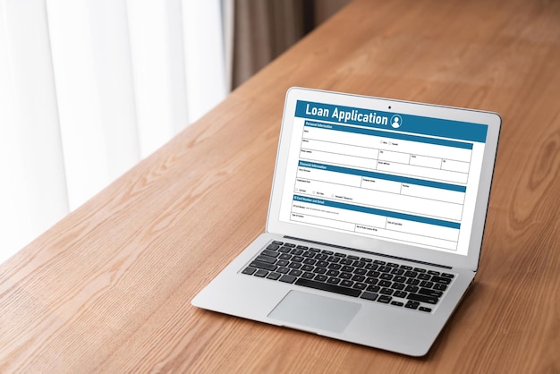 Foto formulario de solicitud de préstamo en línea para la recopilación de información digital de moda