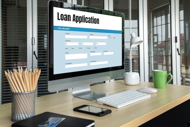 Formulario de solicitud de préstamo en línea para la recopilación de información digital moderna en la red de Internet