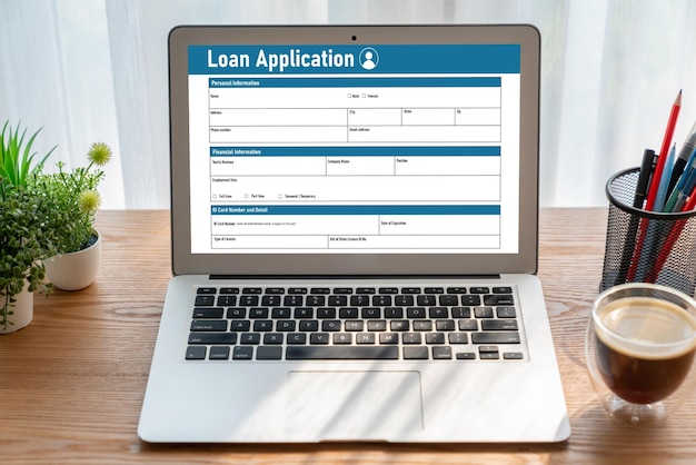 Formulario de solicitud de préstamo en línea para la recopilación de información digital moderna en la red de Internet