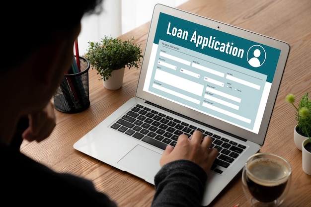Formulario de solicitud de préstamo en línea para la recopilación de información digital moderna en la red de Internet