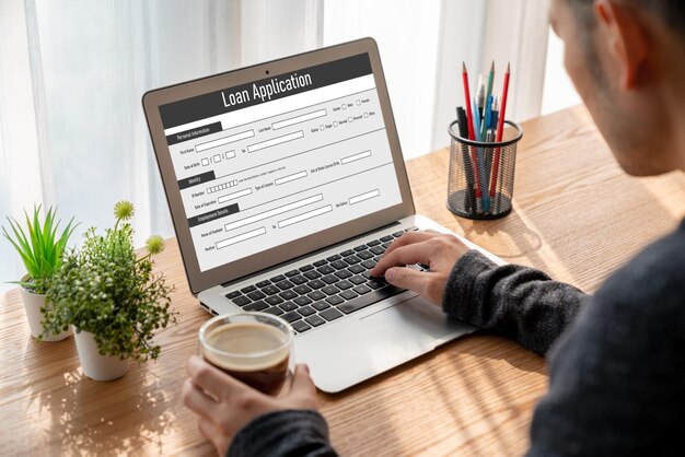 Formulario de solicitud de préstamo en línea para la recopilación de información digital moderna en la red de Internet