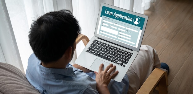 Formulario de solicitud de préstamo en línea para la recopilación de información digital moderna en la red de Internet