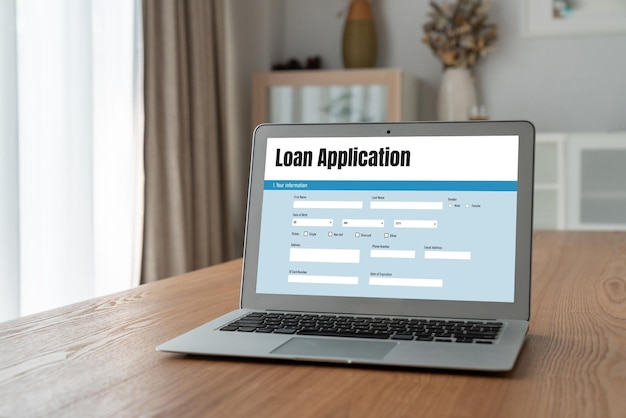 Foto formulario de solicitud de préstamo en línea para la recopilación de información digital moderna en la red de internet