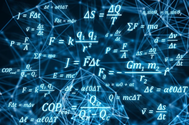 Fórmulas brillantes contra un fondo abstracto