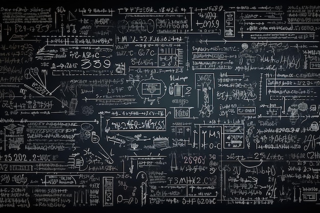 Fórmulas y cálculos científicos en la pizarra