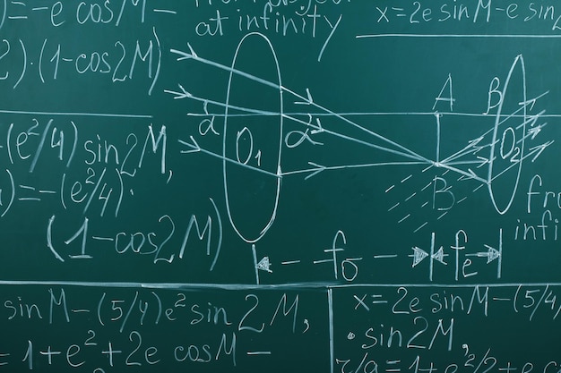 Fórmulas matemáticas sobre fondo de pizarra