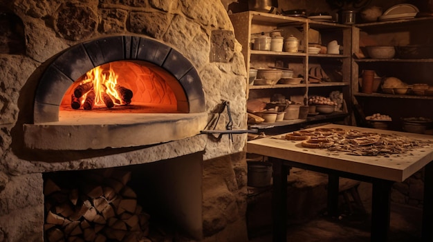 Foto forno de pedra napolistyled com um par de pizzas