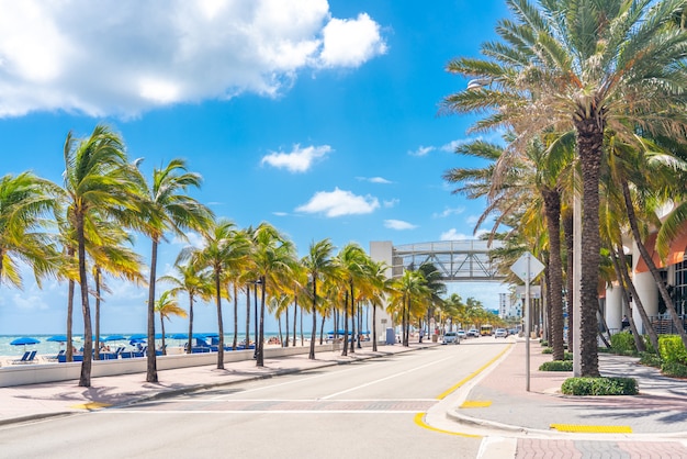 Fort Lauderdale Beach Promenade mit Palmen