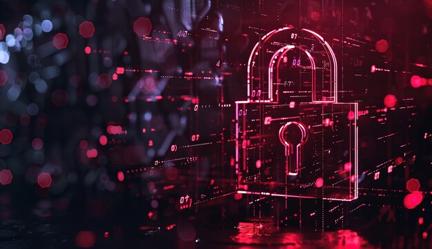 Fortaleza Digital Uma representação vívida de segurança cibernética e proteção de dados em uma rede de informações criptografadas