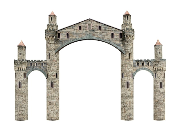 Fortaleza ou castelo de estilo medieval gótico com torre Ponte e porta de entrada para o parque