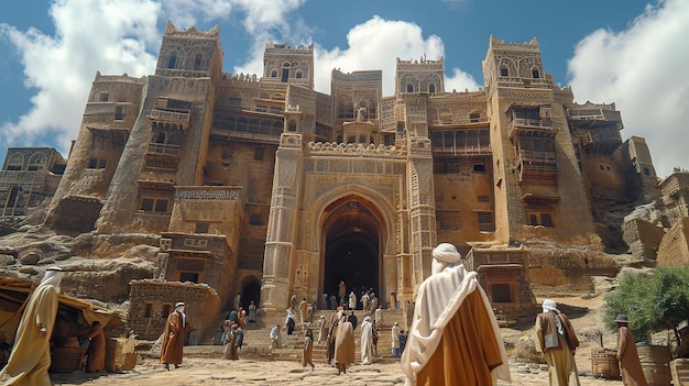 Foto forte de portão vintage em sanaa, iêmen
