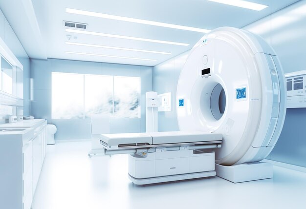 Foto fortgeschrittene mri- oder ct-scan-maschine zur medizinischen diagnose im krankenhauslabor