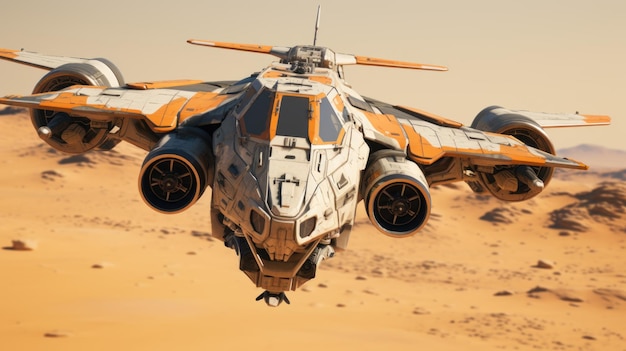 Fortgeschrittene Wüsten-Hovercraft-Drohne, die sandige Gelände erforschen