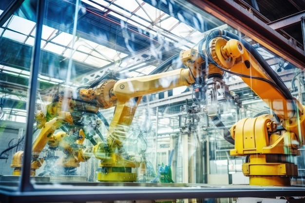 Fortgeschrittener Automatisierungsroboter in Aktion an einer industriellen Produktionslinie