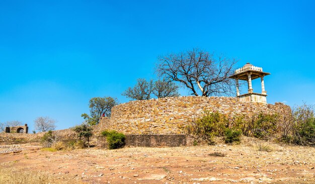 Fortificaciones en el Palacio Rani Padmini en el Fuerte Chittorgarh Estado de Rajasthan de la India