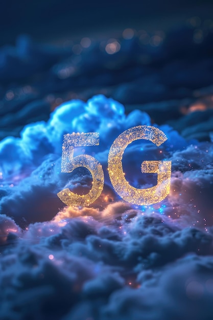 Foto fortschrittliche text 5g-revolution innovative datentechnologien, die die art und weise, wie wir kommunizieren, revolutionieren, die sofortige konnektivität und schnelle informationsübertragung in der welt der modernen kommunikation ermöglichen