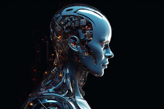Fortschrittlicher Roboter mit künstlicher Intelligenz, erstellt mit generativer KI