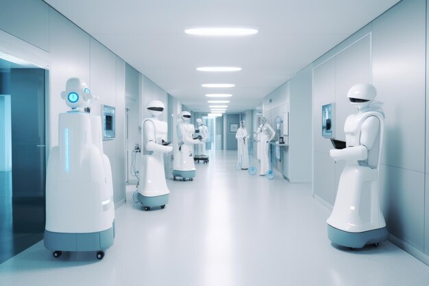 Fortschrittliches Krankenhaus mit KI und Robotern