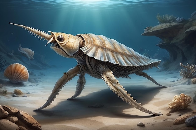 Fósil del Cretácico Invertebrado marino extinto de Marruecos