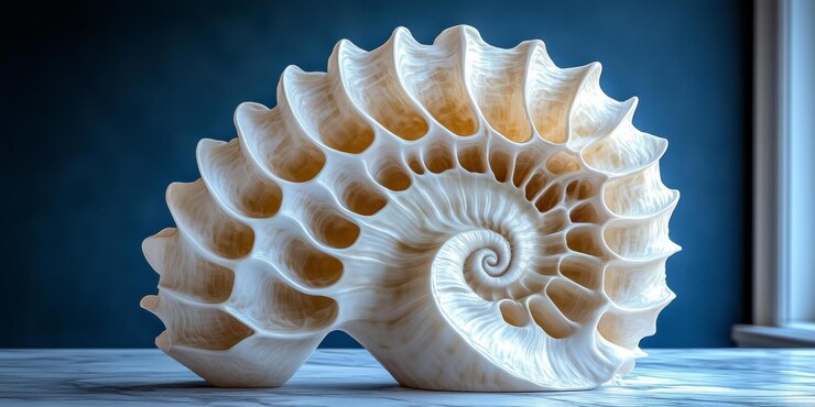 Foto el fósil de una criatura marina es una decoración de conchas marinas