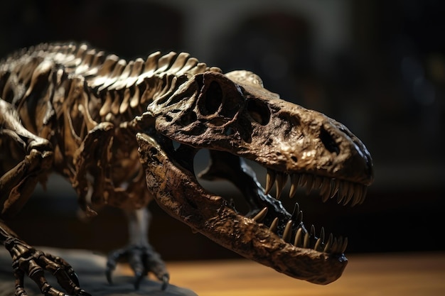 Fósil de dinosaurio Tyrannosaurus Rex encontrado por arqueólogos generado por IA