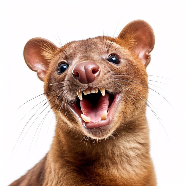 Fossa Retrato de feliz sorprendido divertido cabeza de animal mirando Pixar Estilo renderización 3D Ilustración