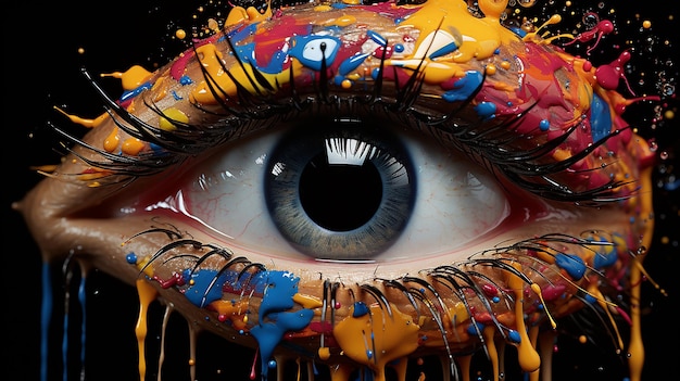 Foto una foto en 3d de un arte ocular con un papel tapiz increíble