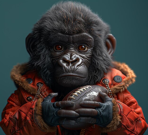 Foto 3D da mascote do gorila