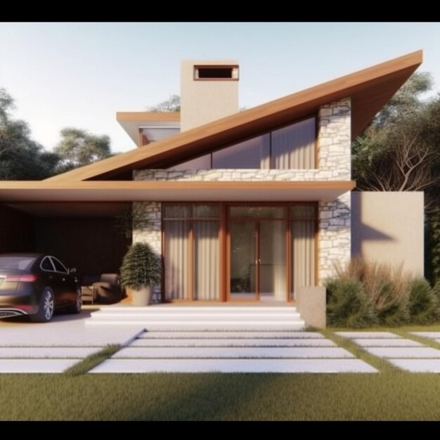 Foto 3D-Darstellung eines modernen Hauses