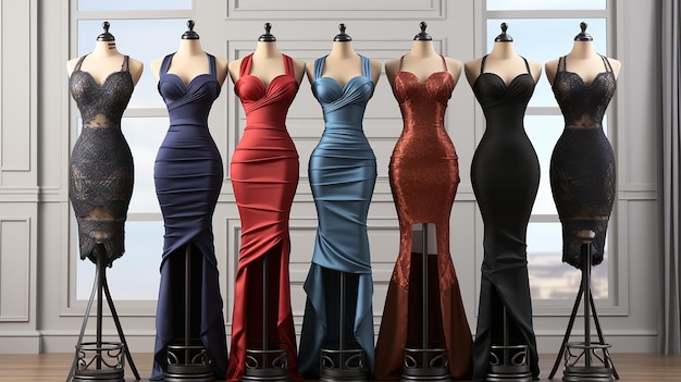 Foto 3D de belos vestidos de modelo