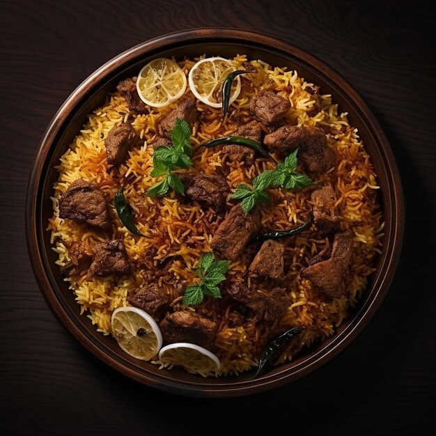 Foto foto 3d de delicioso biryani quente e picante feito com ai generativo