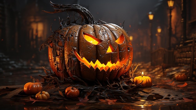 Foto 3D de papel de parede de design de arte realista de Halloween