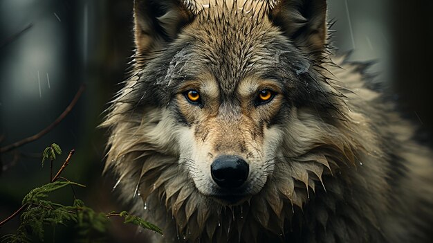 Foto foto 3d de papel de parede de lobo