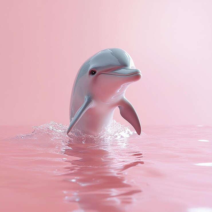 Foto foto 3d de um golfinho com fundo rosa