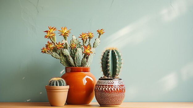 Foto 3D de um papel de parede com uma imagem linda de flor de cacto