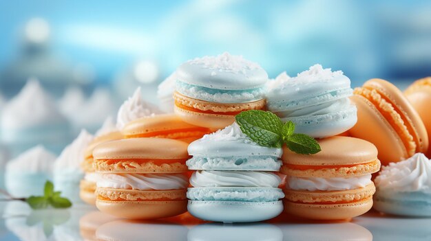 Foto foto 3d de um papel de parede de macarons de foto