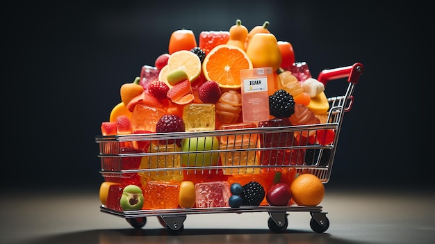 Foto 3D de uma Cornucópia de Escolha Uma deliciosa variedade de produtos de mercearia Alimentos e Bebidas Elevat