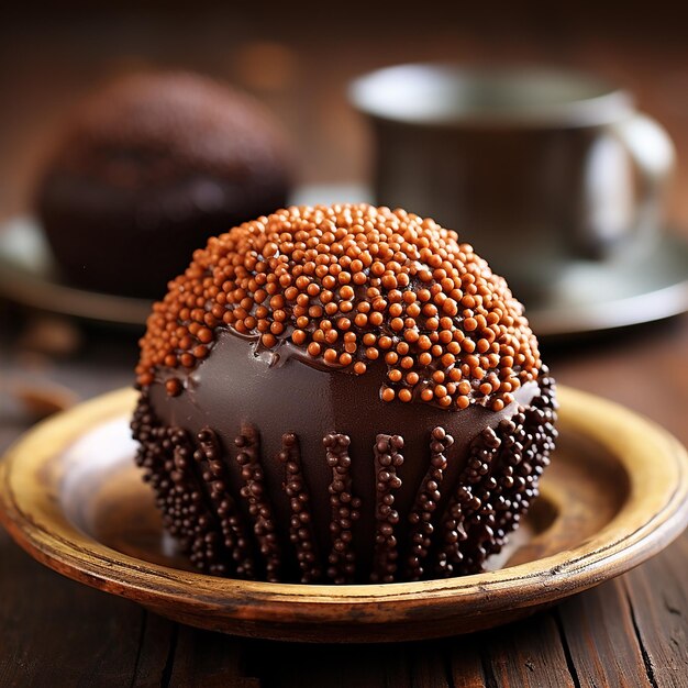 Foto foto en 3d de un delicioso brigadeiro gourmet decorativo hecho con aii generativo